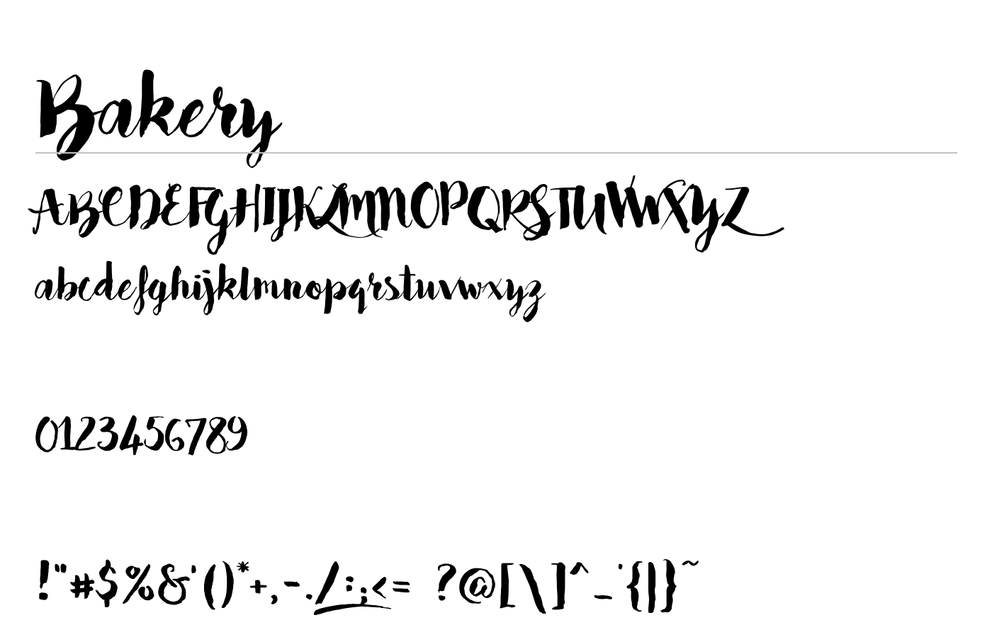 Bakery Font preview