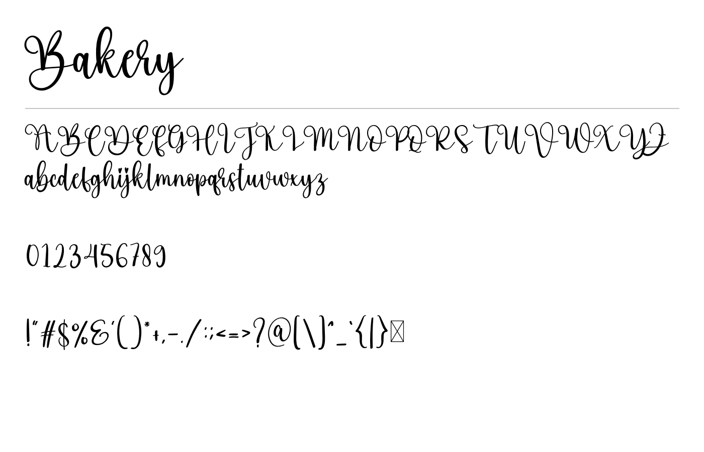 Bakery Font preview