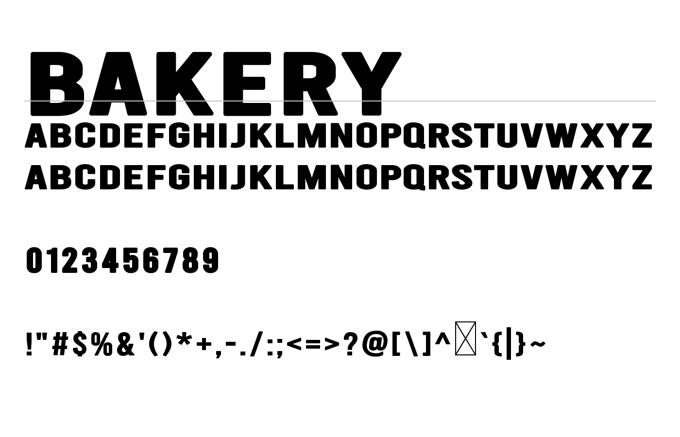 Bakery Font preview