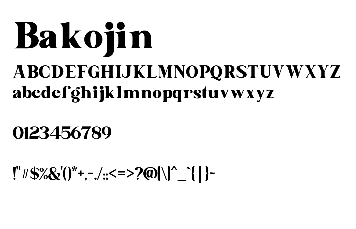 Bakojin Font preview