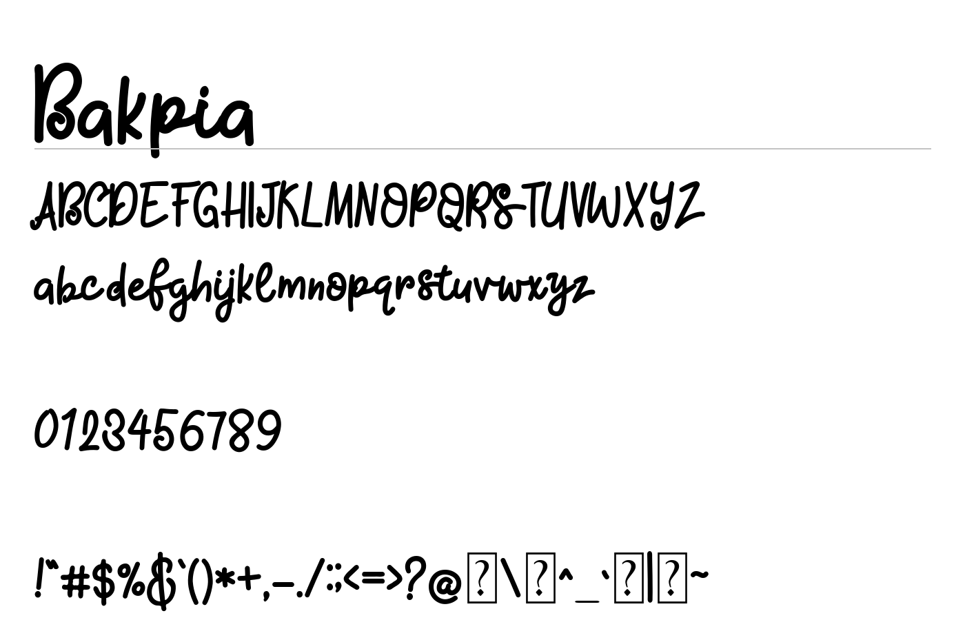 Bakpia Font preview
