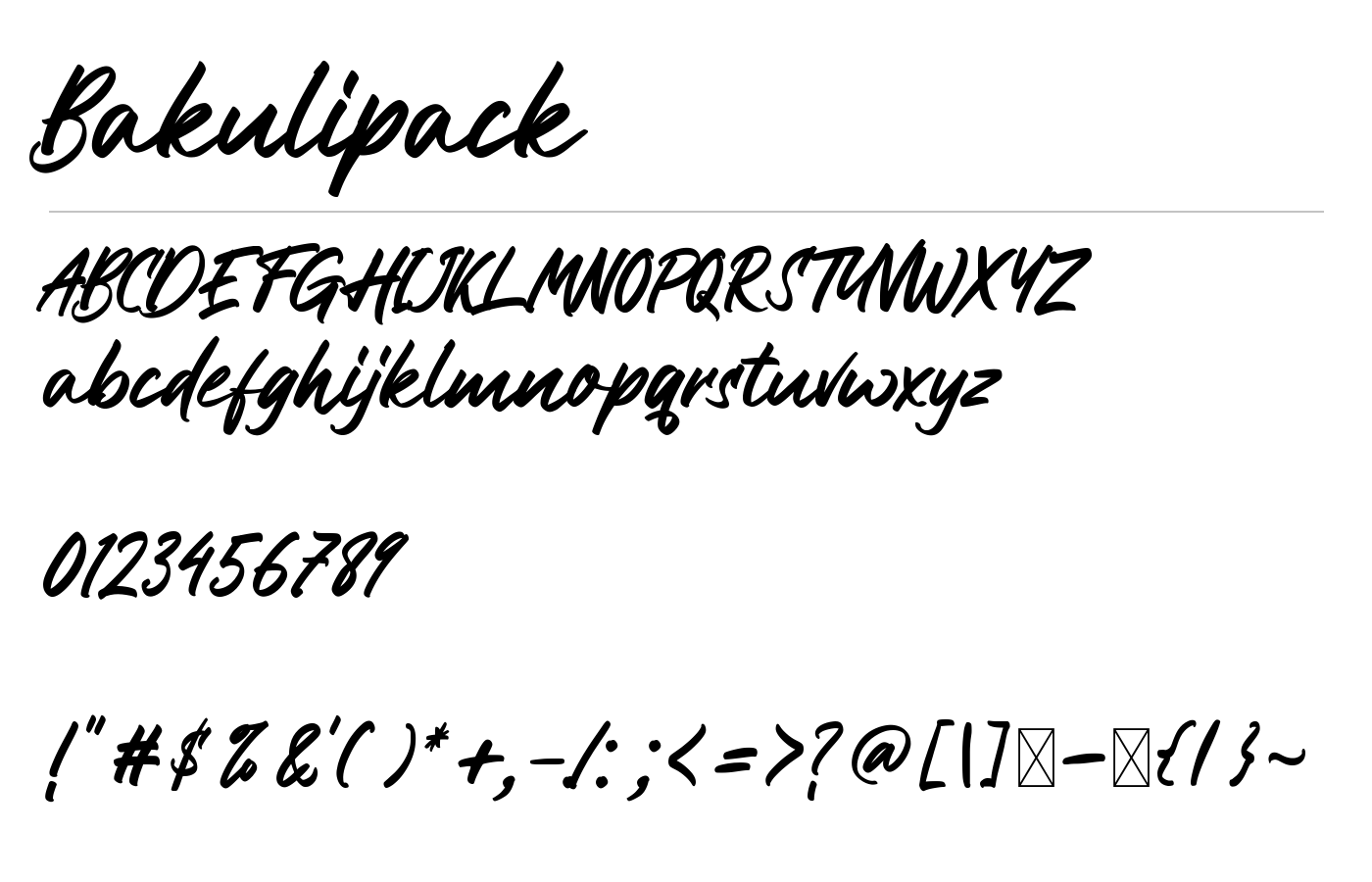 Bakulipack Font preview