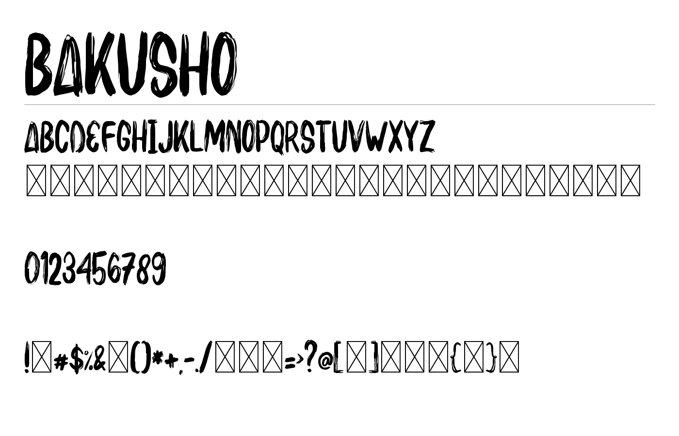 BAKUSHO Font preview