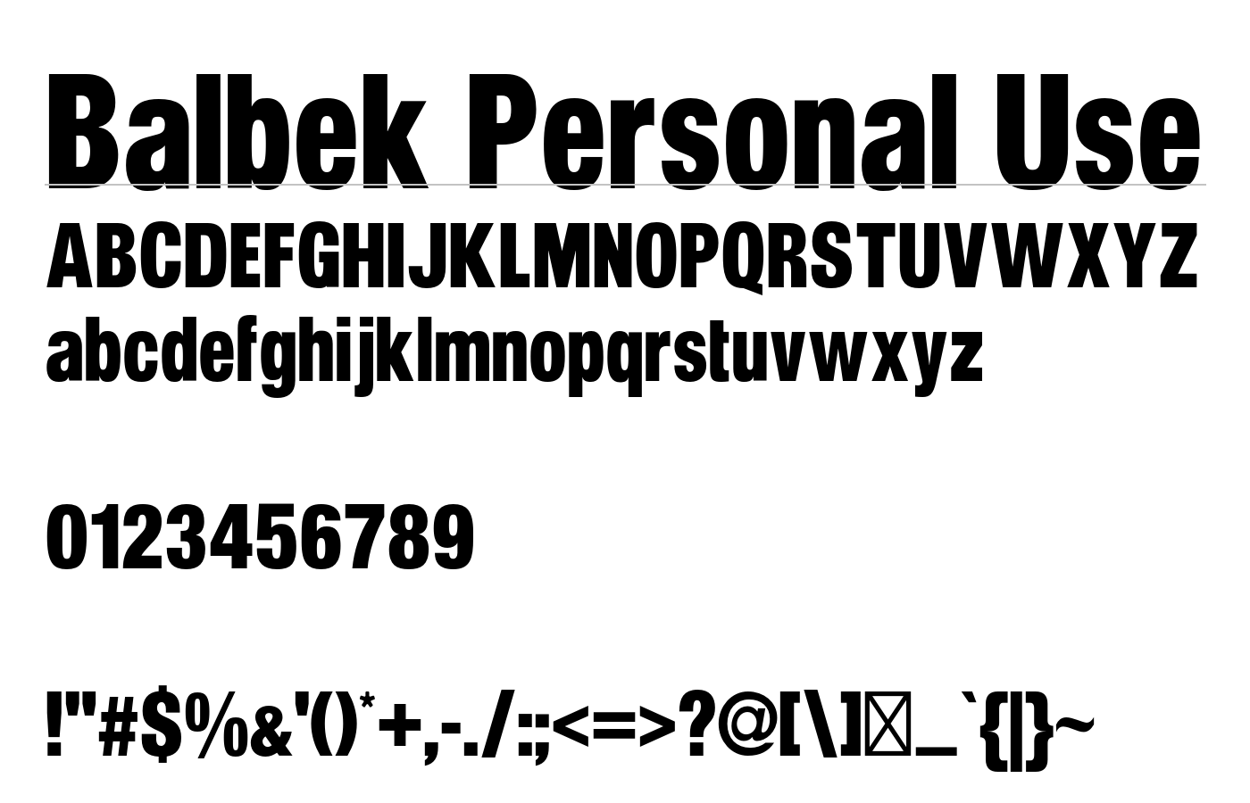 Balbek Personal Use Font preview
