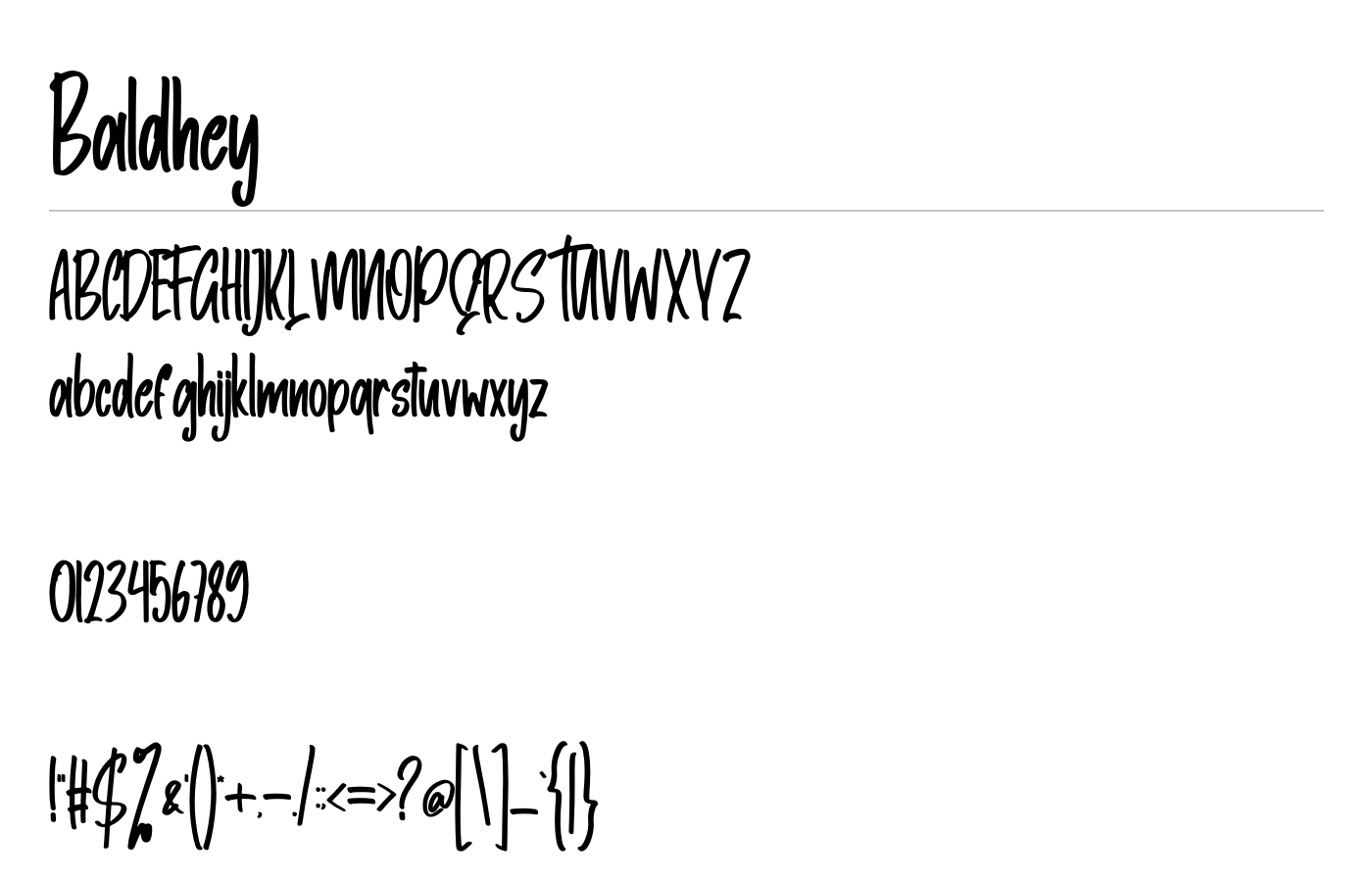 Baldhey Font preview