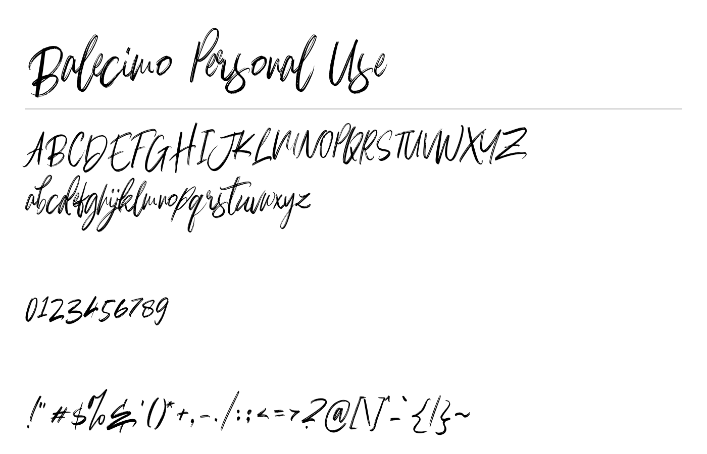 Balecimo Personal Use Font preview