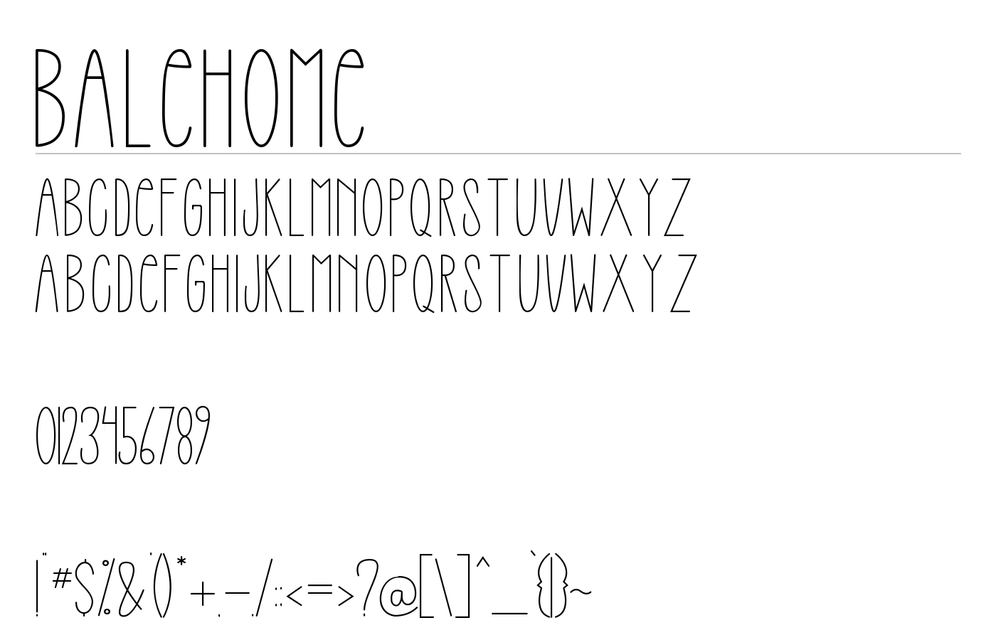 BALEHOME Font preview