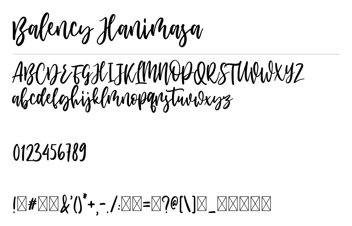 Balency Hanimasa Font preview