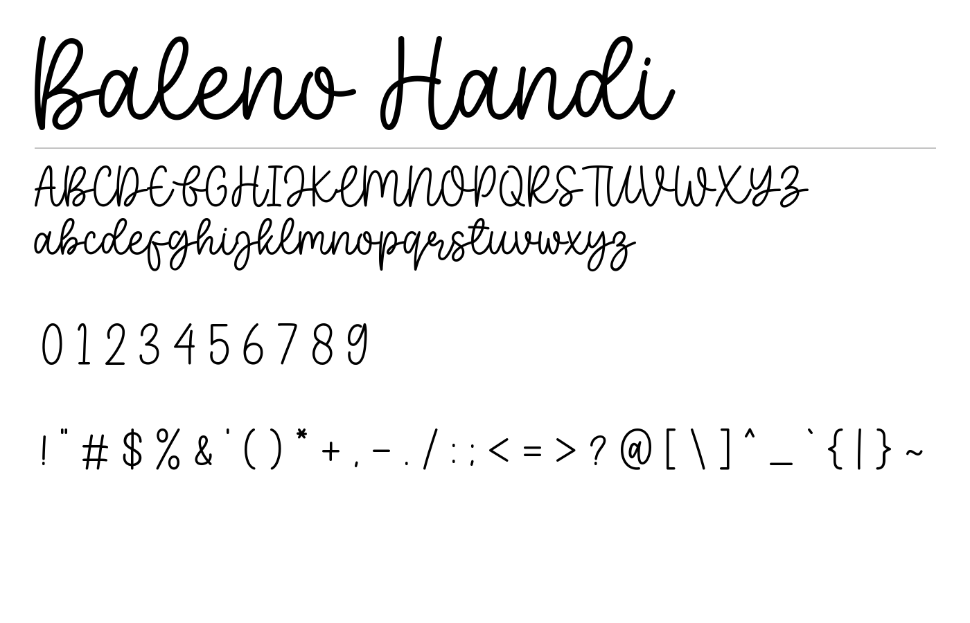 Baleno Handi Font preview