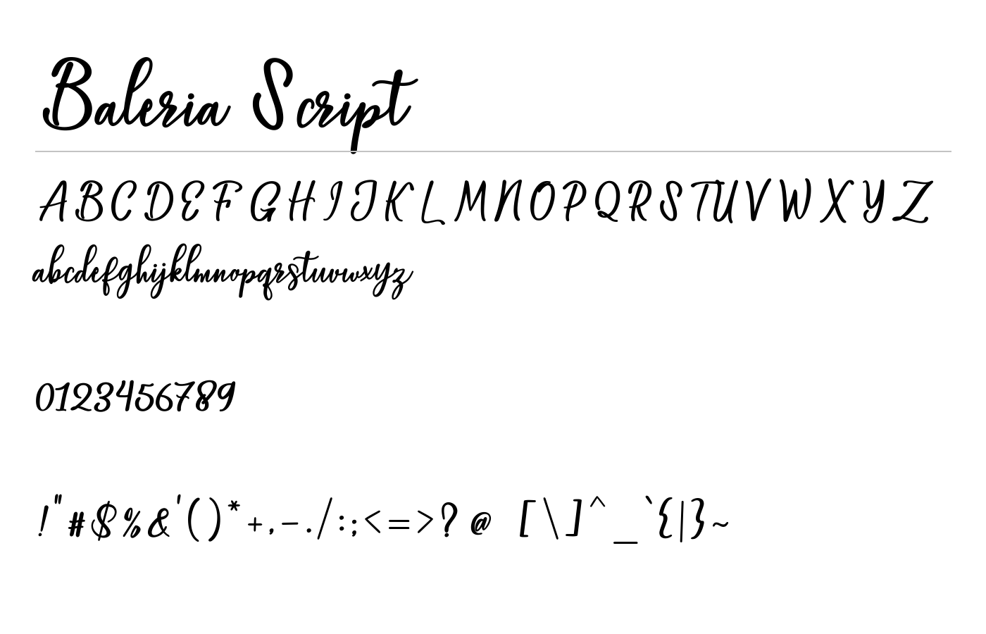 Baleria Script Font preview