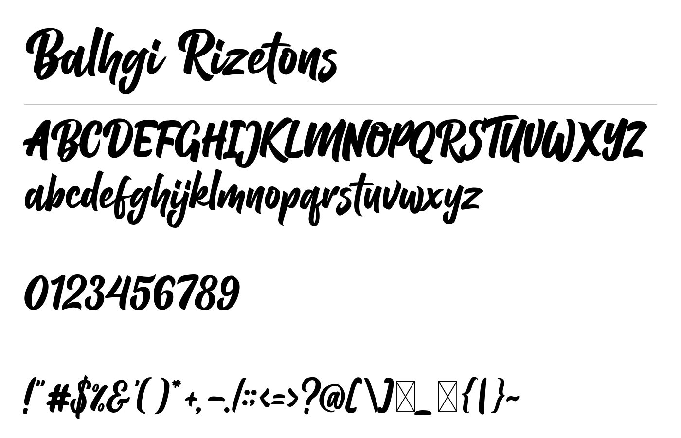 Balhgi Rizetons Font preview