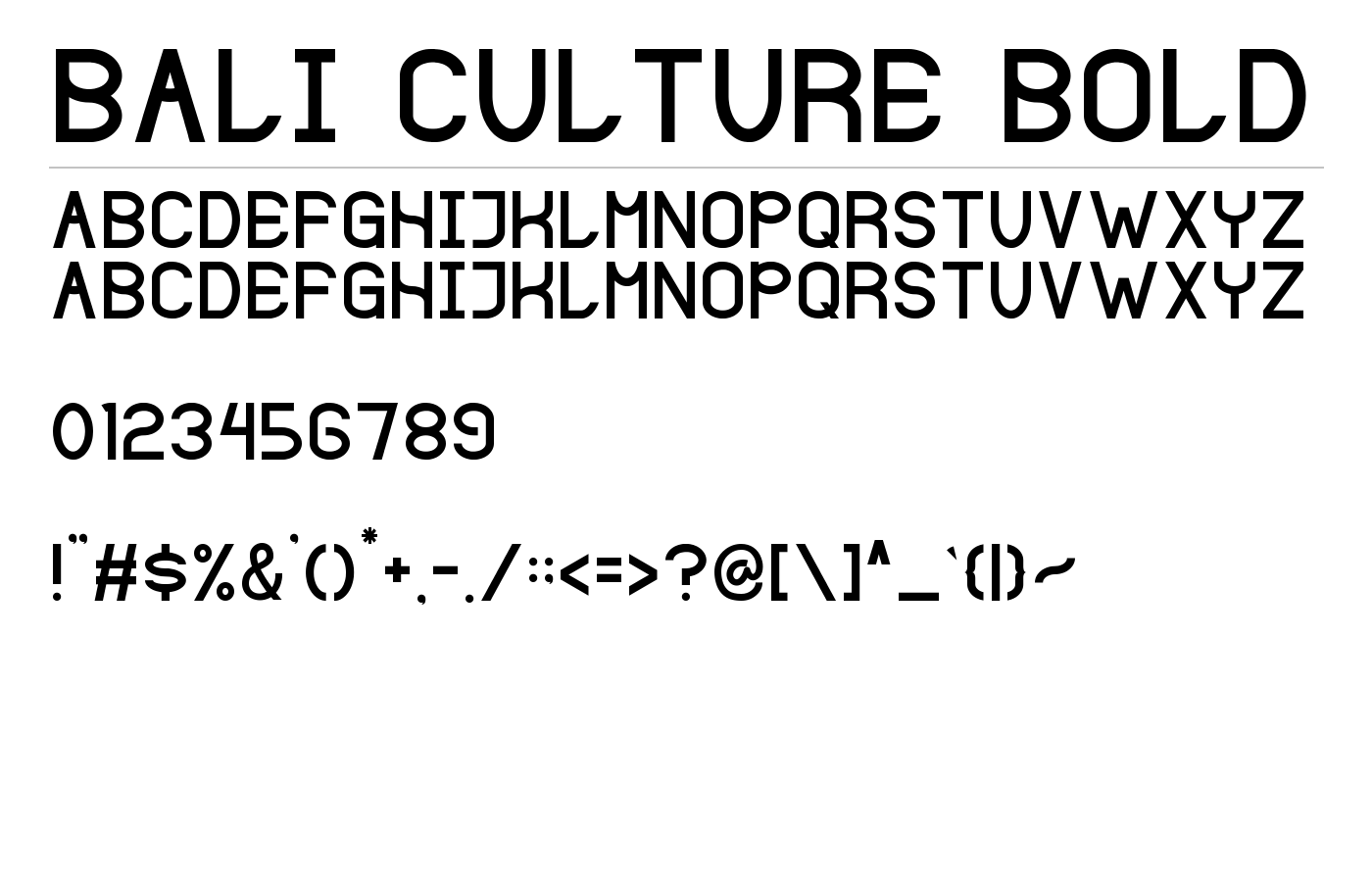 Bali Culture Regular Font preview