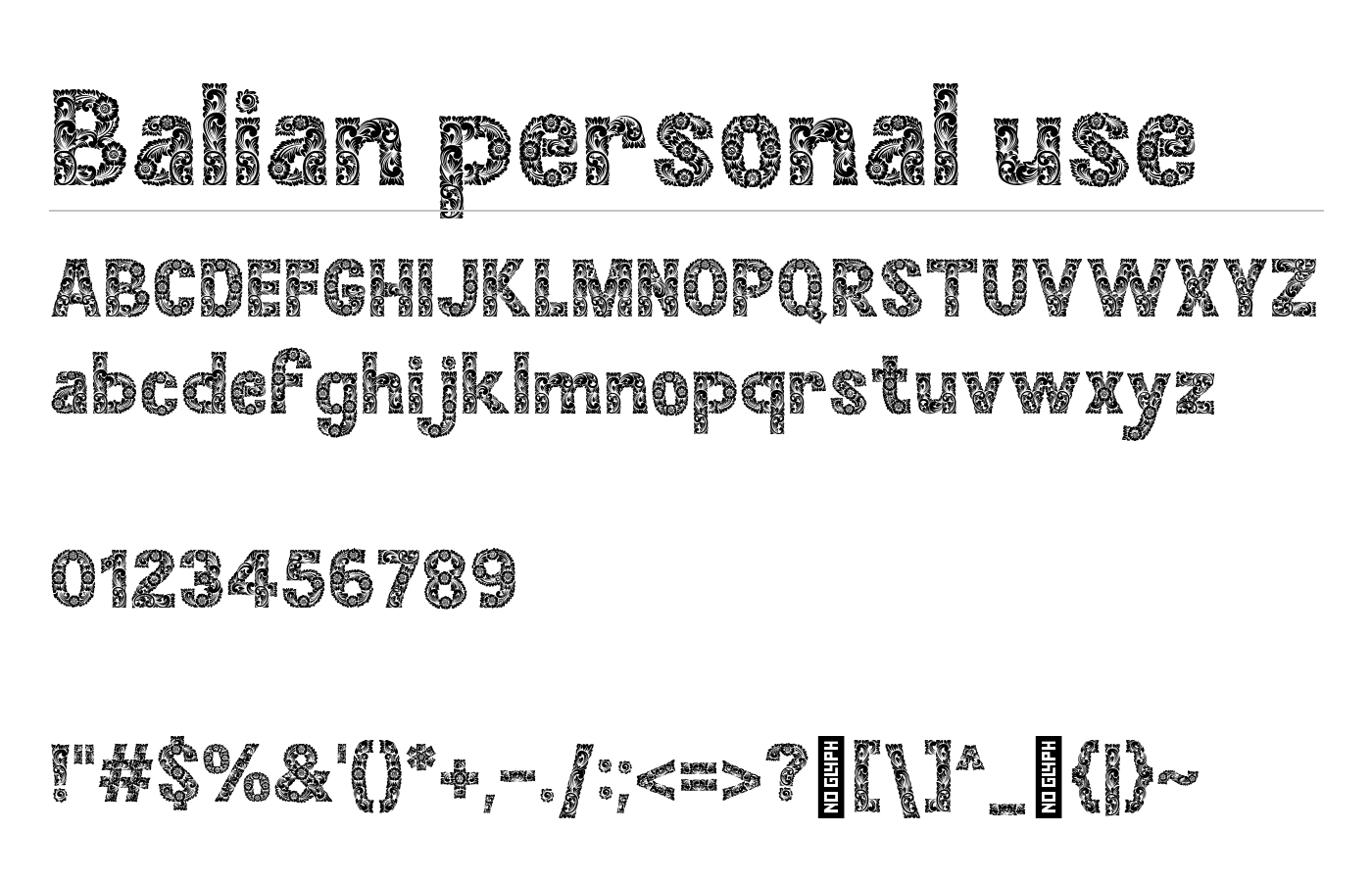 Balian personal use Font preview