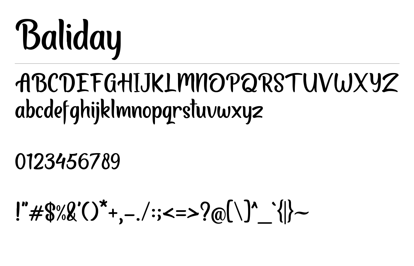 Baliday Font preview