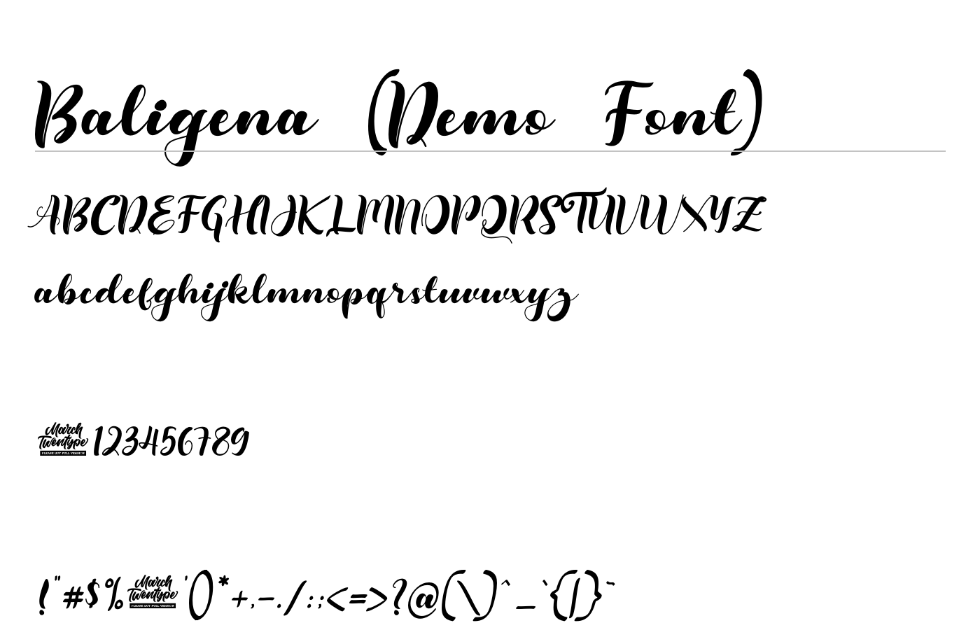 Baligena (Demo Font) Font preview