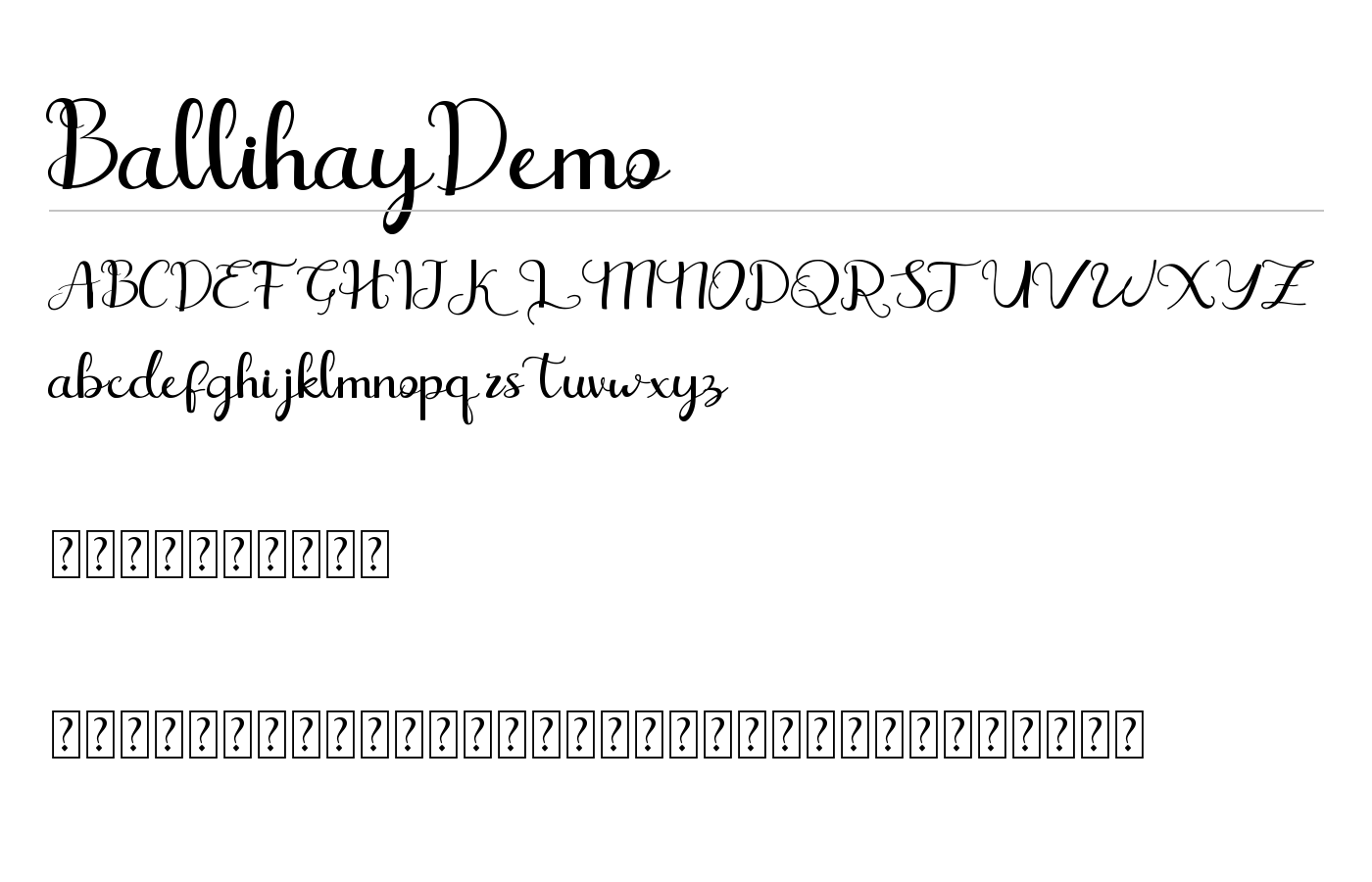 BallihayDemo Font preview