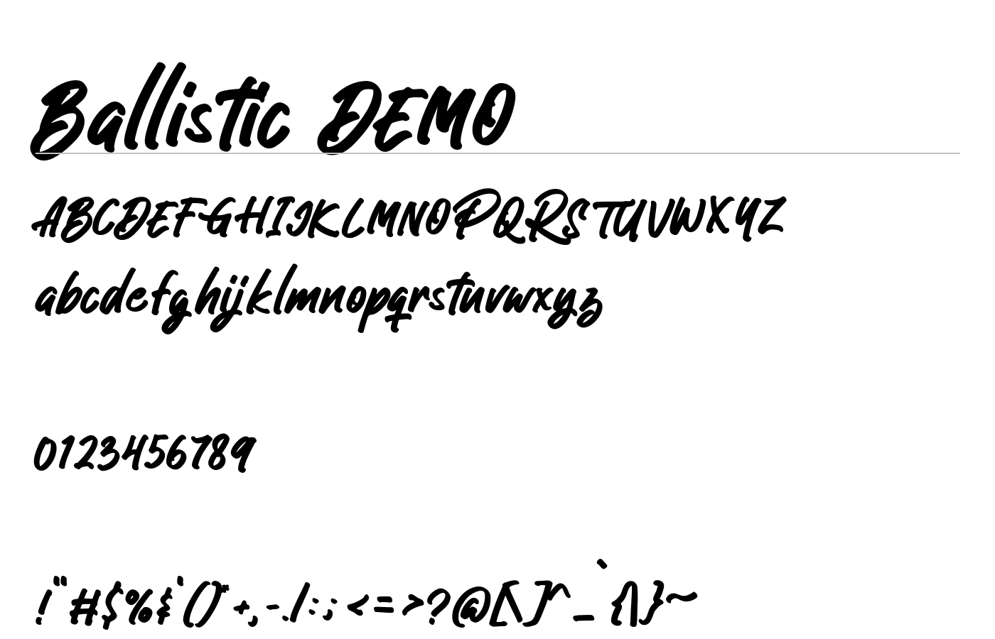 Ballistic DEMO Font preview