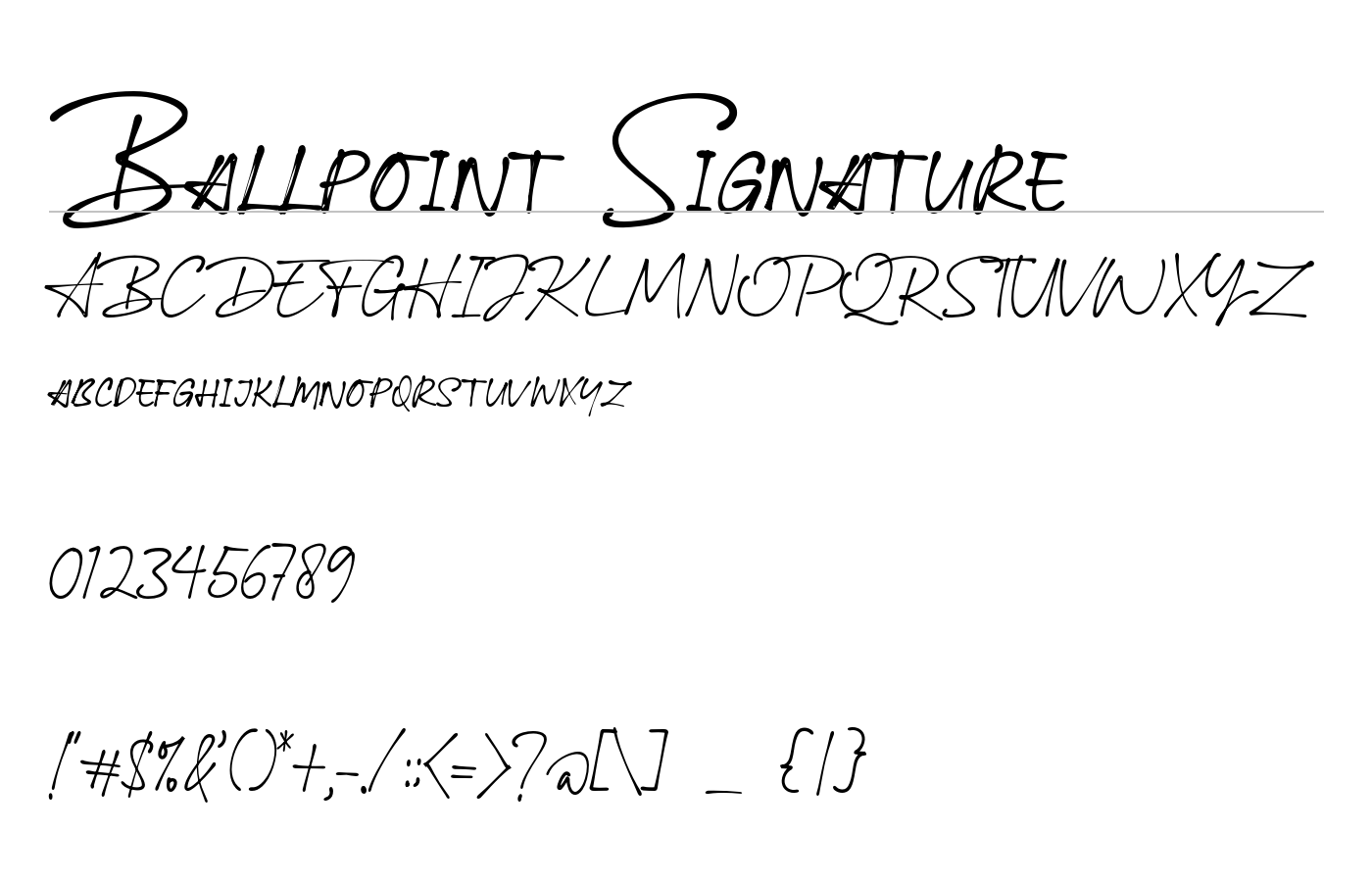 Ballpoint Signature Font preview