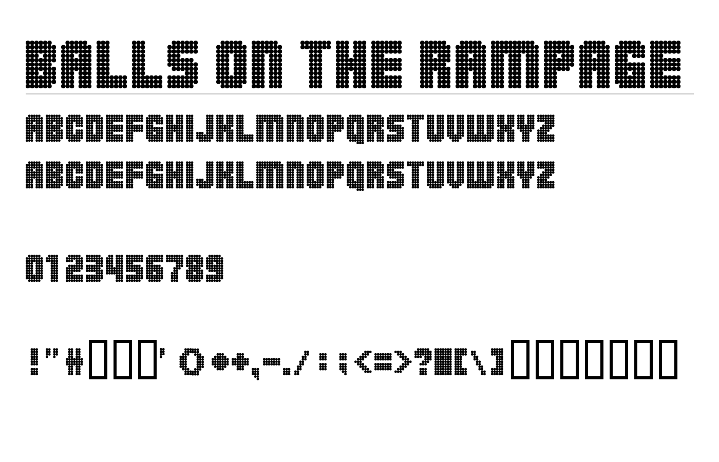 Balls on the rampage Font preview