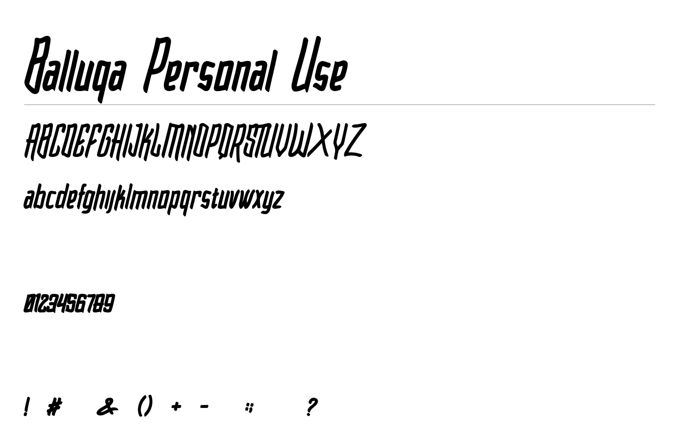Balluqa Personal Use Font preview