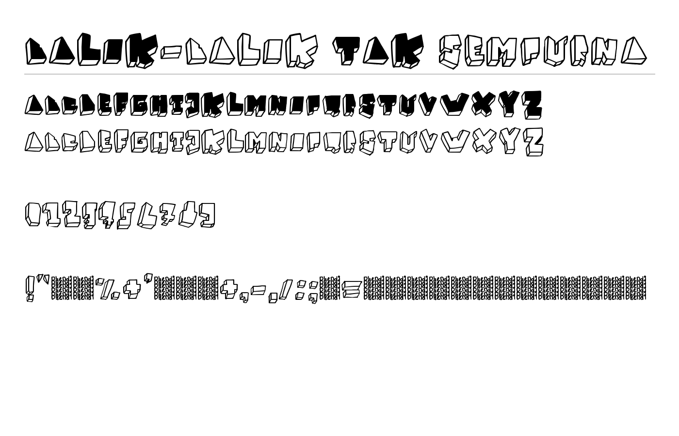 BALOK-balok TAK sempurna Font preview