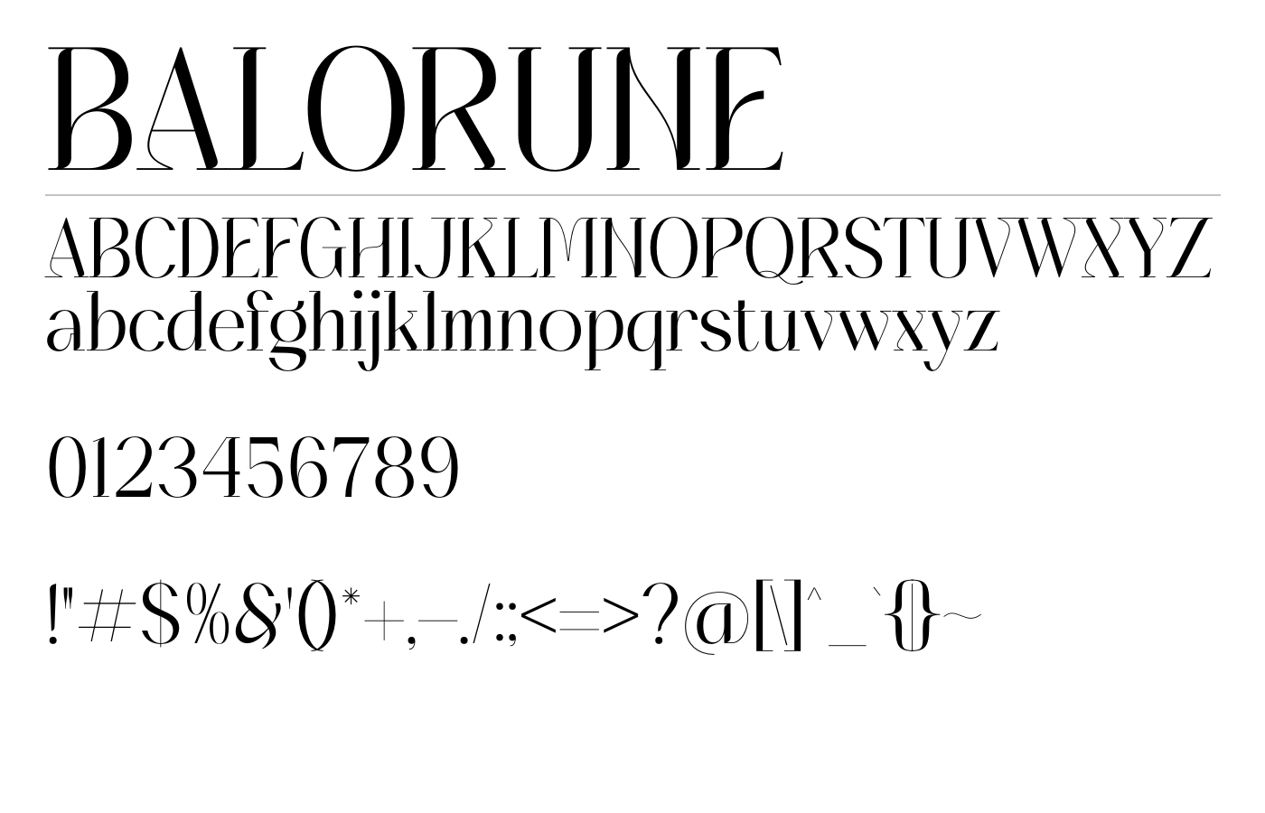BALORUNE Font preview