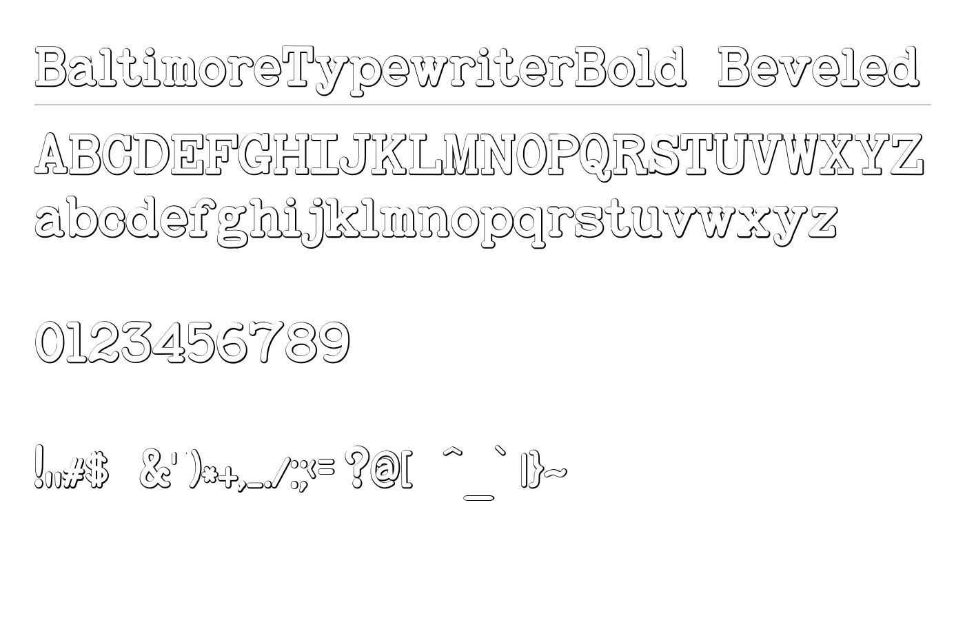 BaltimoreTypewriterBold Beveled Font preview