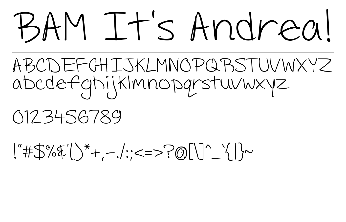 BAM It's Andrea! Font preview