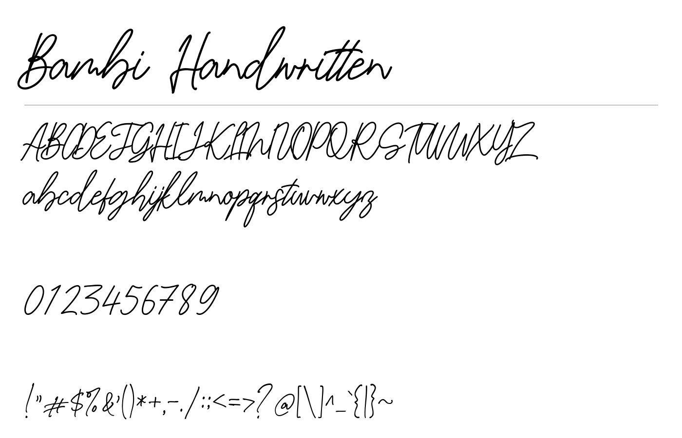 Bambi Handwritten Font preview