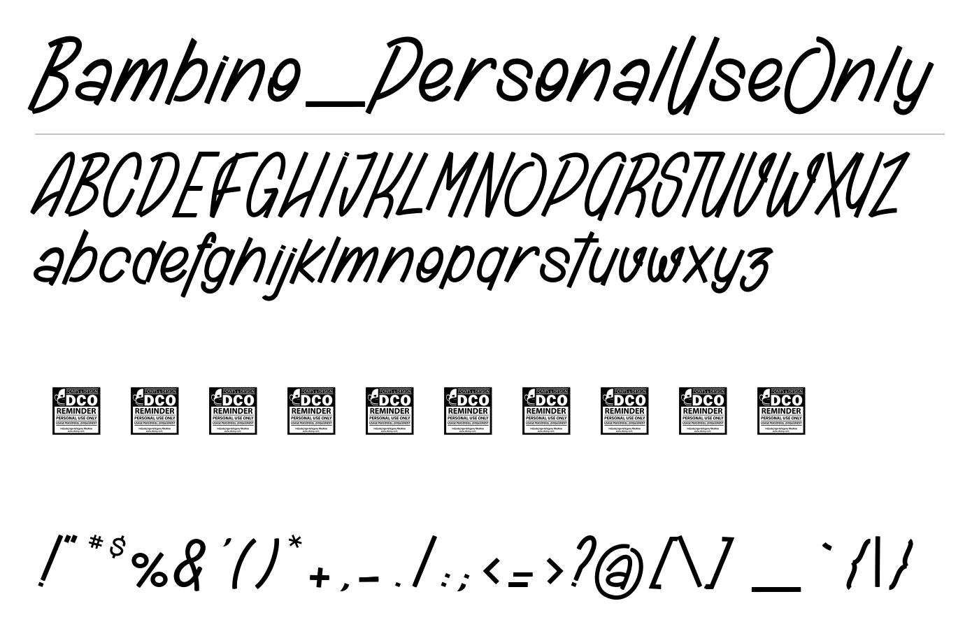 Bambino_PersonalUseOnly Font preview