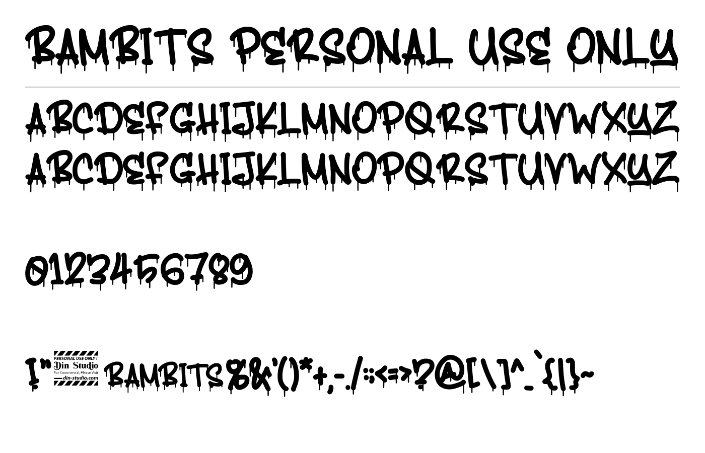 Bambits Personal Use Only Font preview