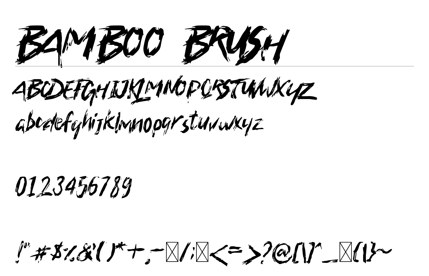 BAMBOO BRUSH Font preview