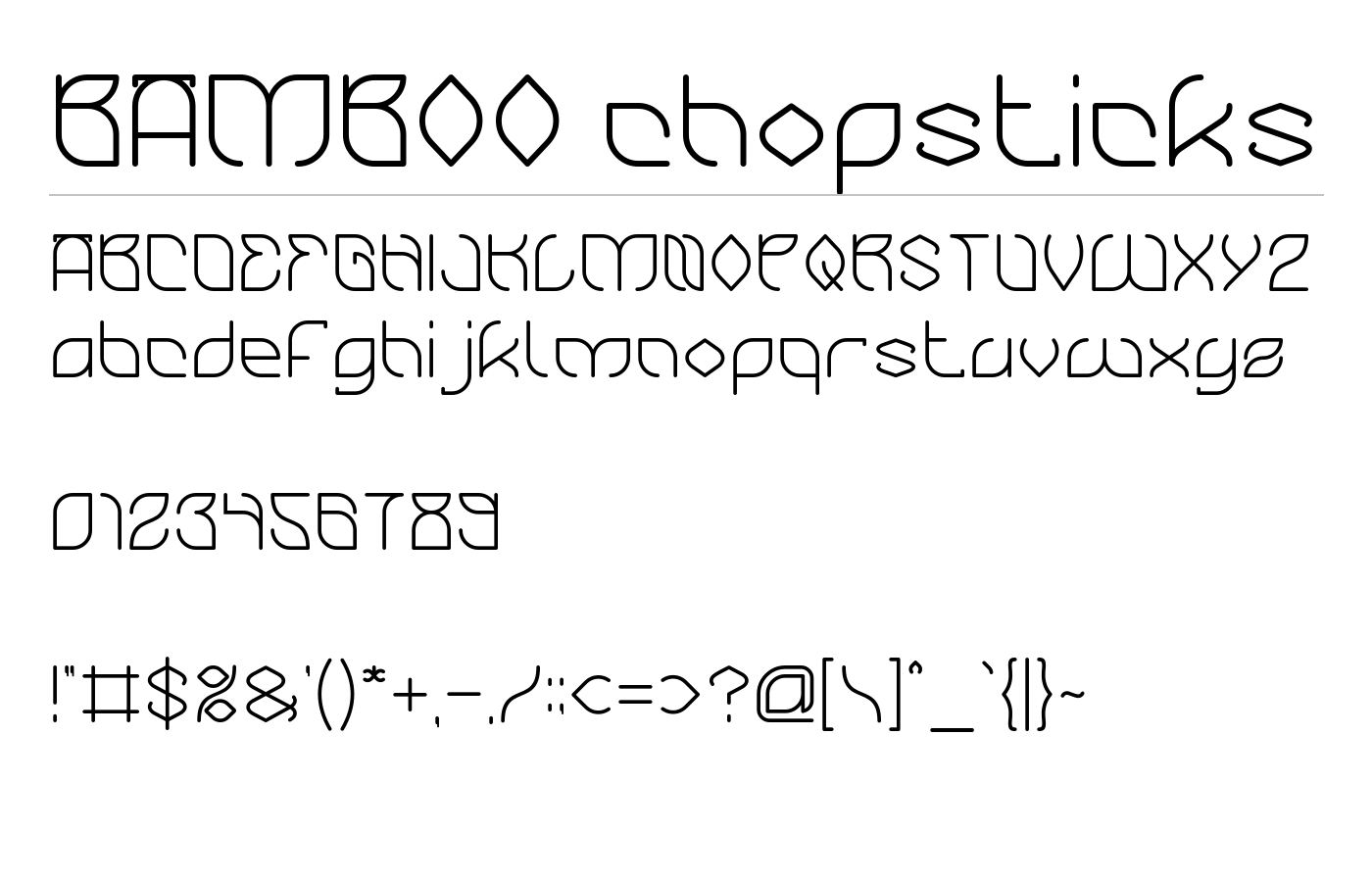 BAMBOO chopsticks Font preview