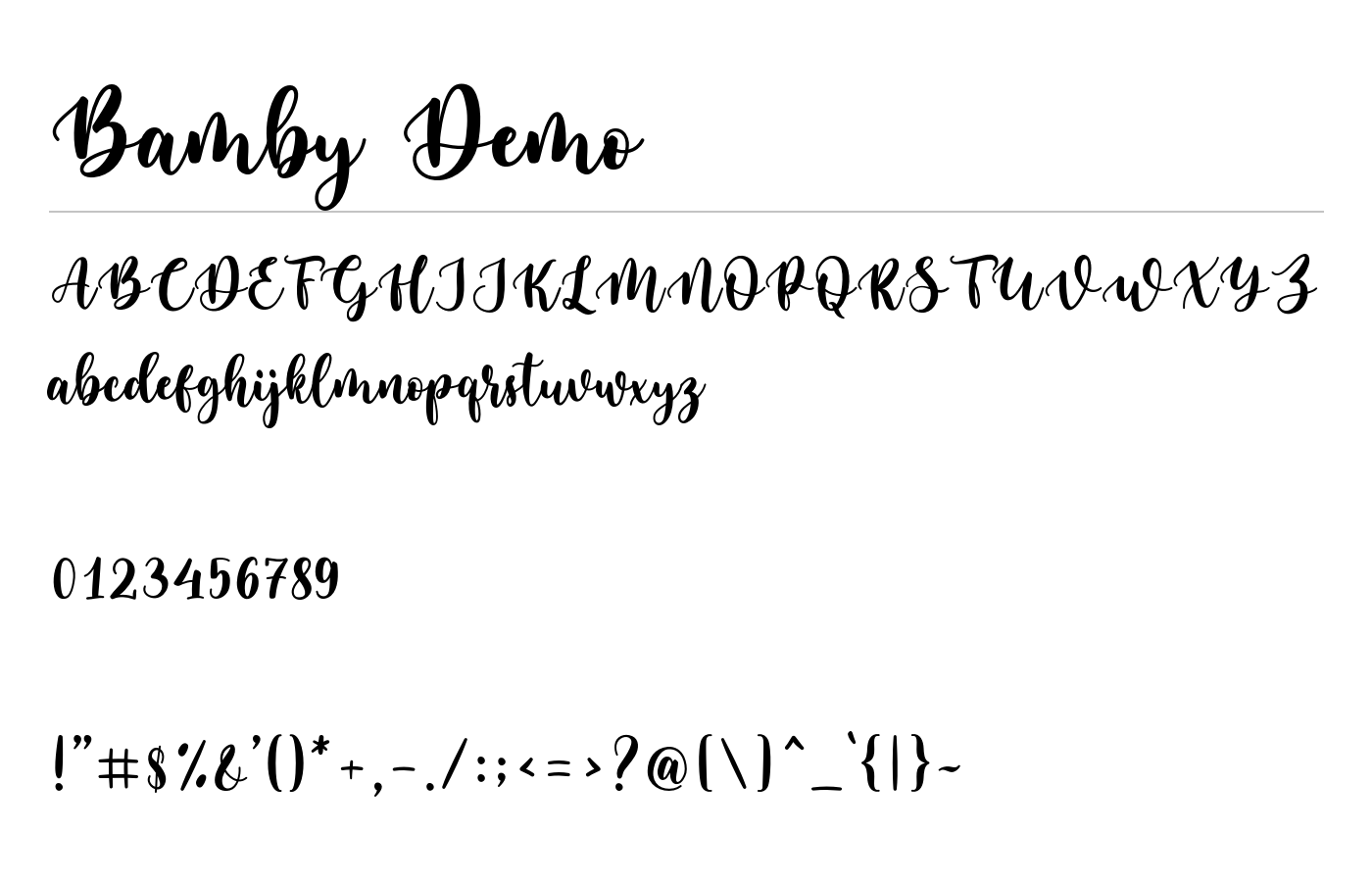 Bamby Demo Font preview