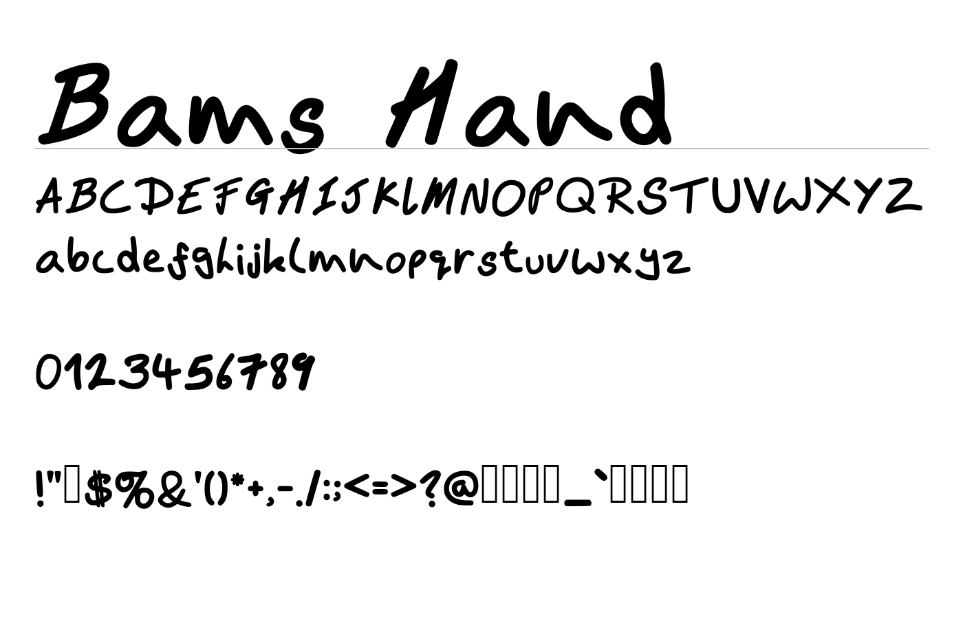 Bams Hand Font preview