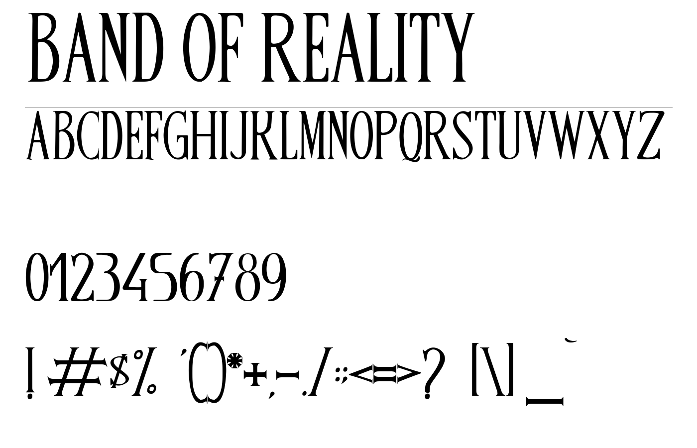 BAND OF REALITY Font preview