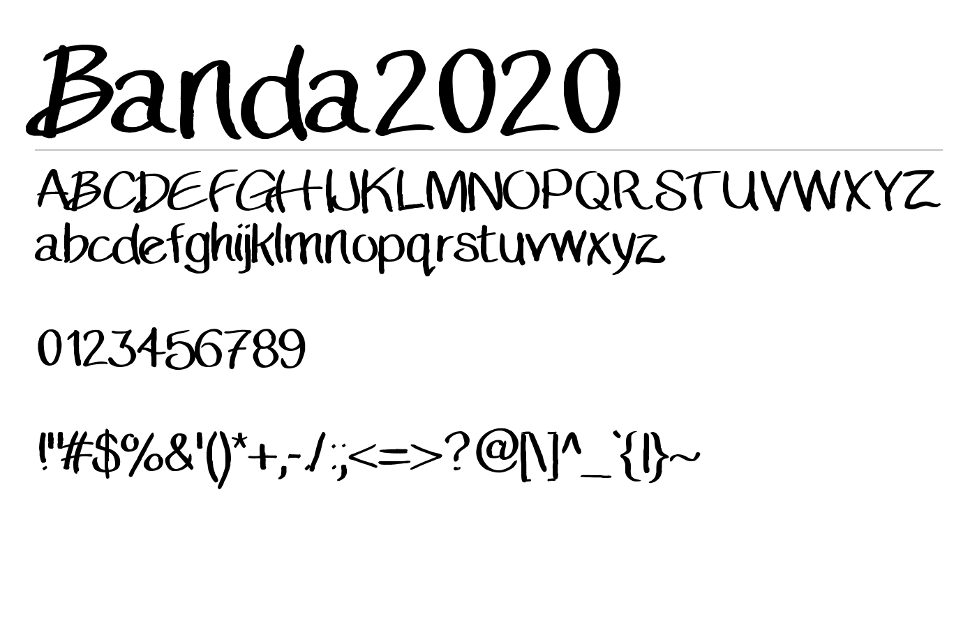 Banda2020 Font preview