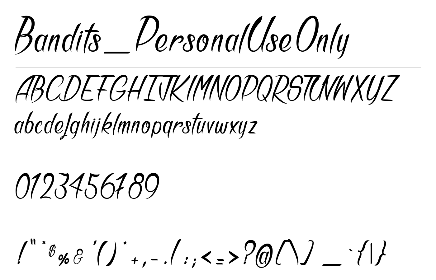 Bandits_PersonalUseOnly Font preview