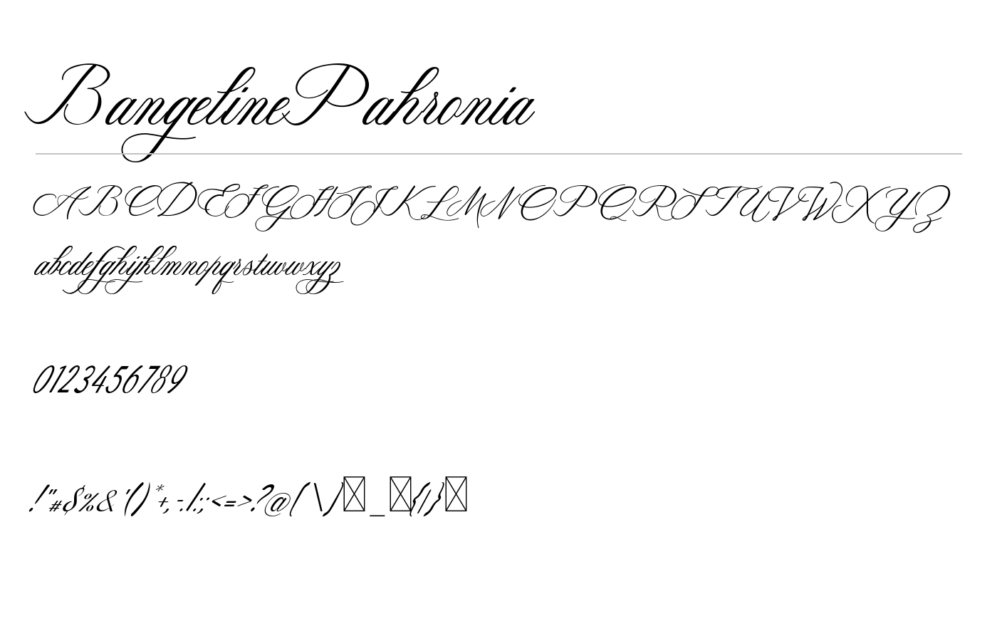BangelinePahronia Font preview