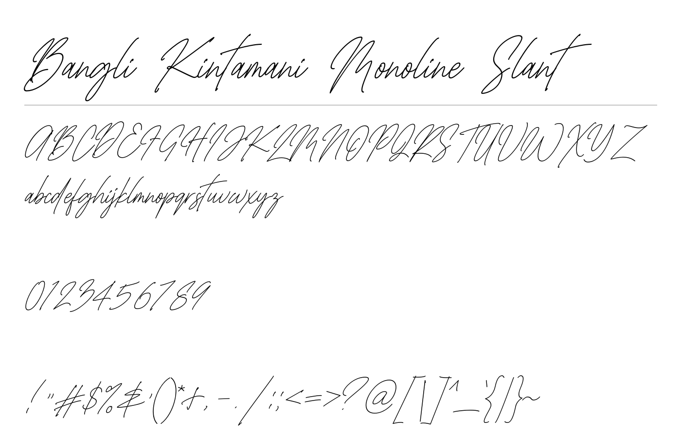 Bangli Kintamani Monoline Slant Font preview