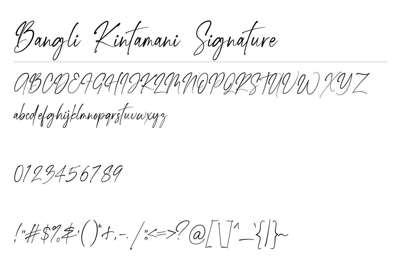 Bangli Kintamani Signature Font preview
