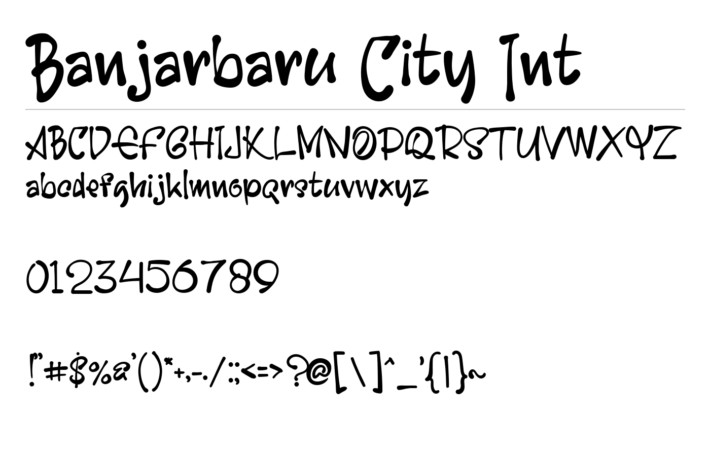Banjarbaru City Int Font preview