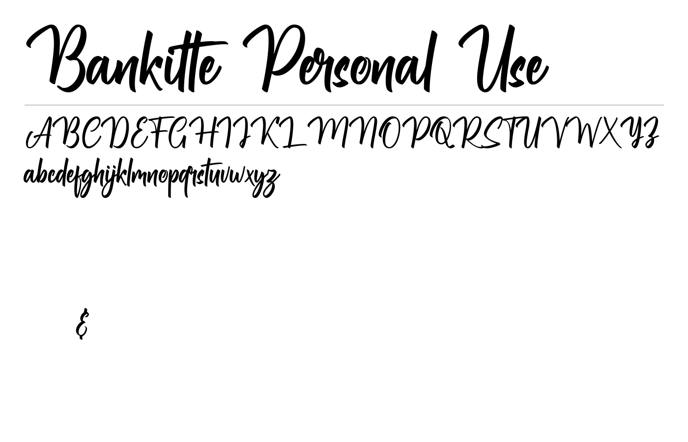 Bankitte Personal Use Font preview
