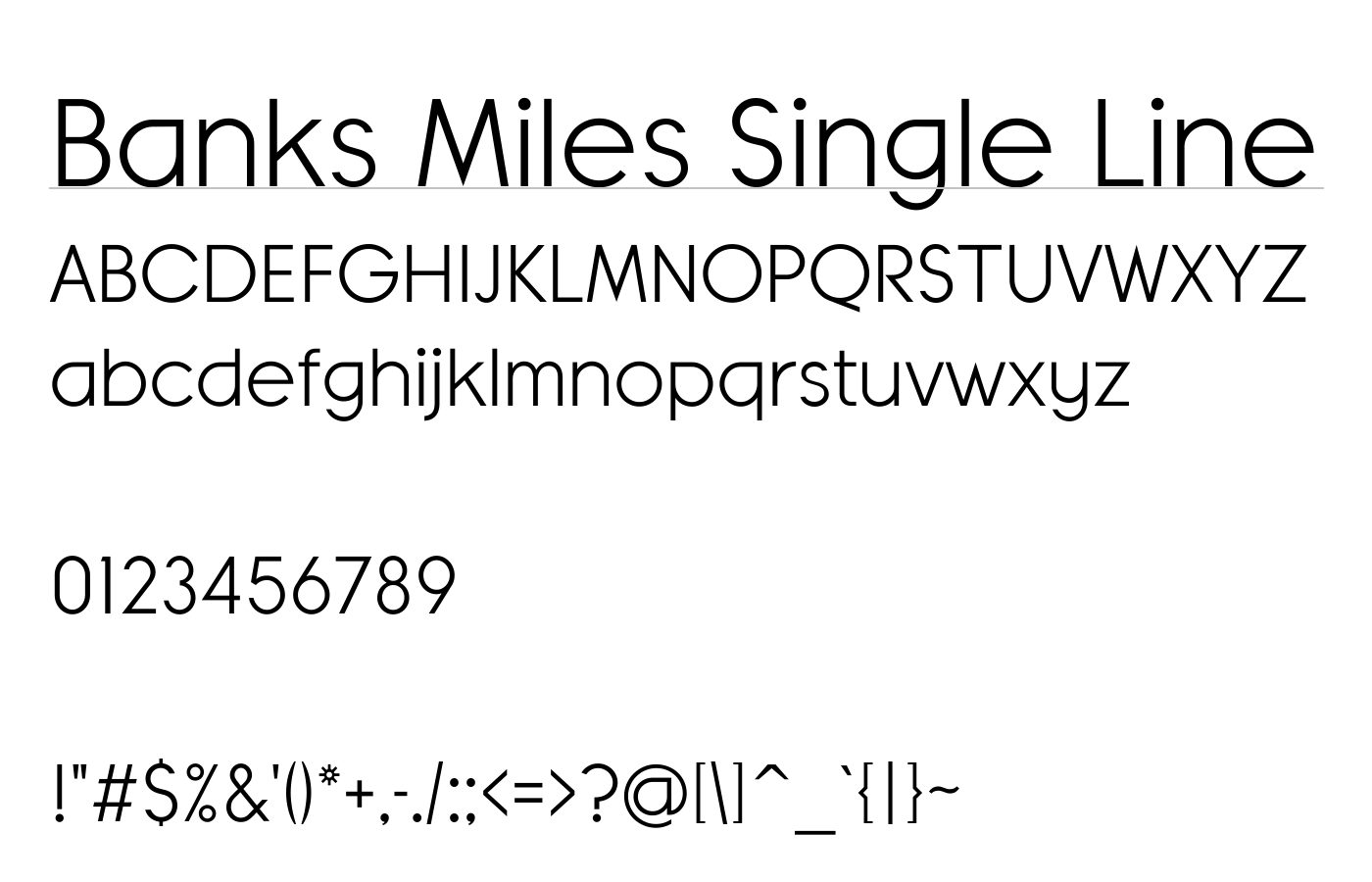Banks Miles Single Line Font preview
