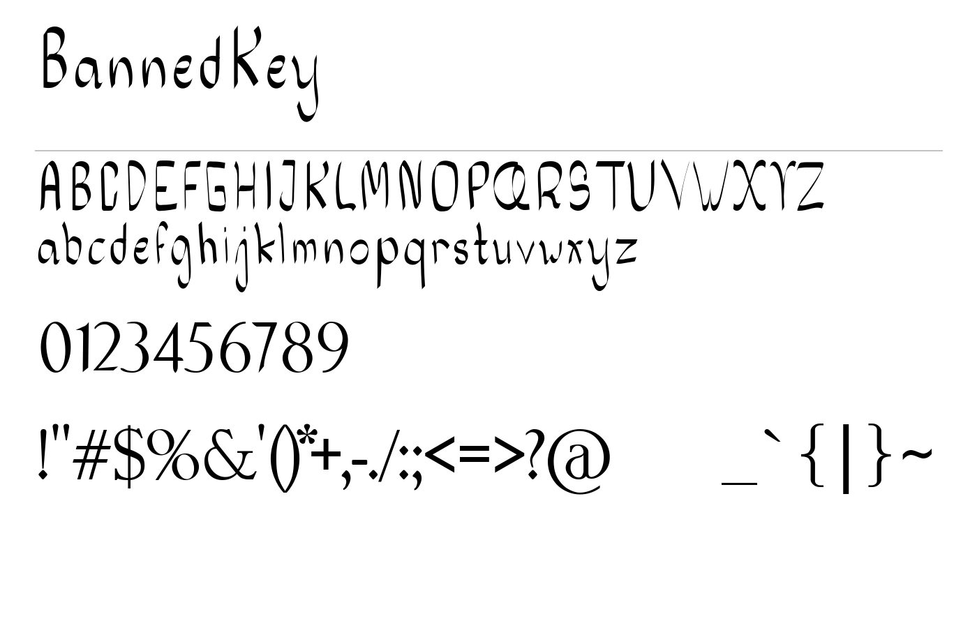 BannedKey Font preview