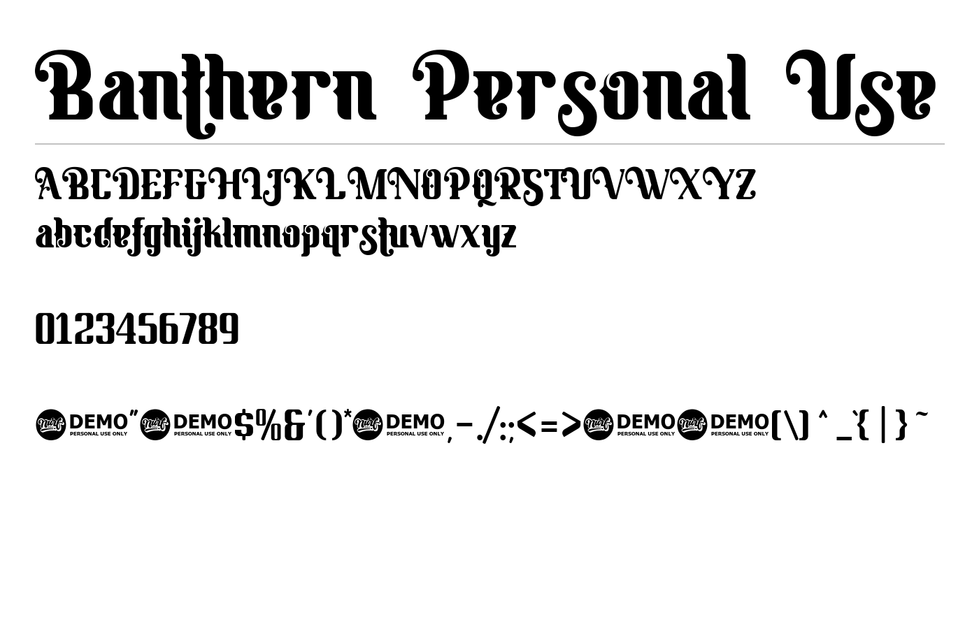 Banthern Personal Use Font preview