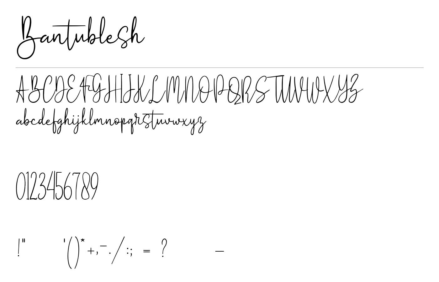 Bantublesh Font preview
