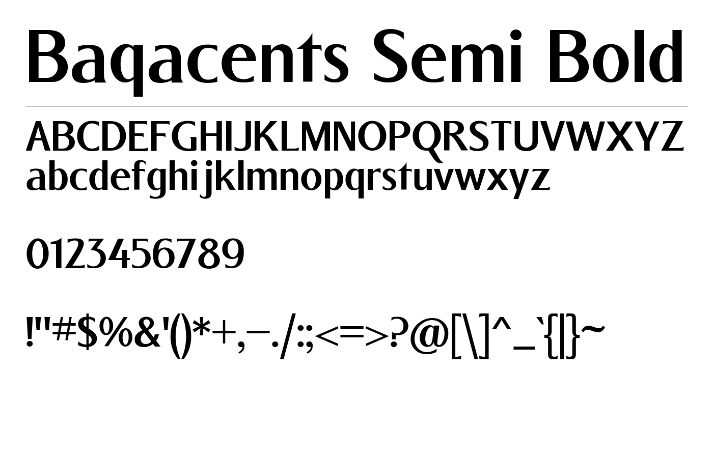 Baqacents Semi Bold Font preview