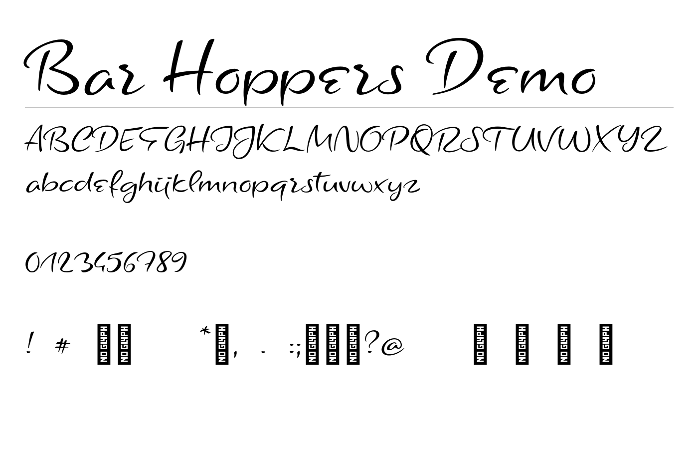 Bar Hoppers Demo Font preview
