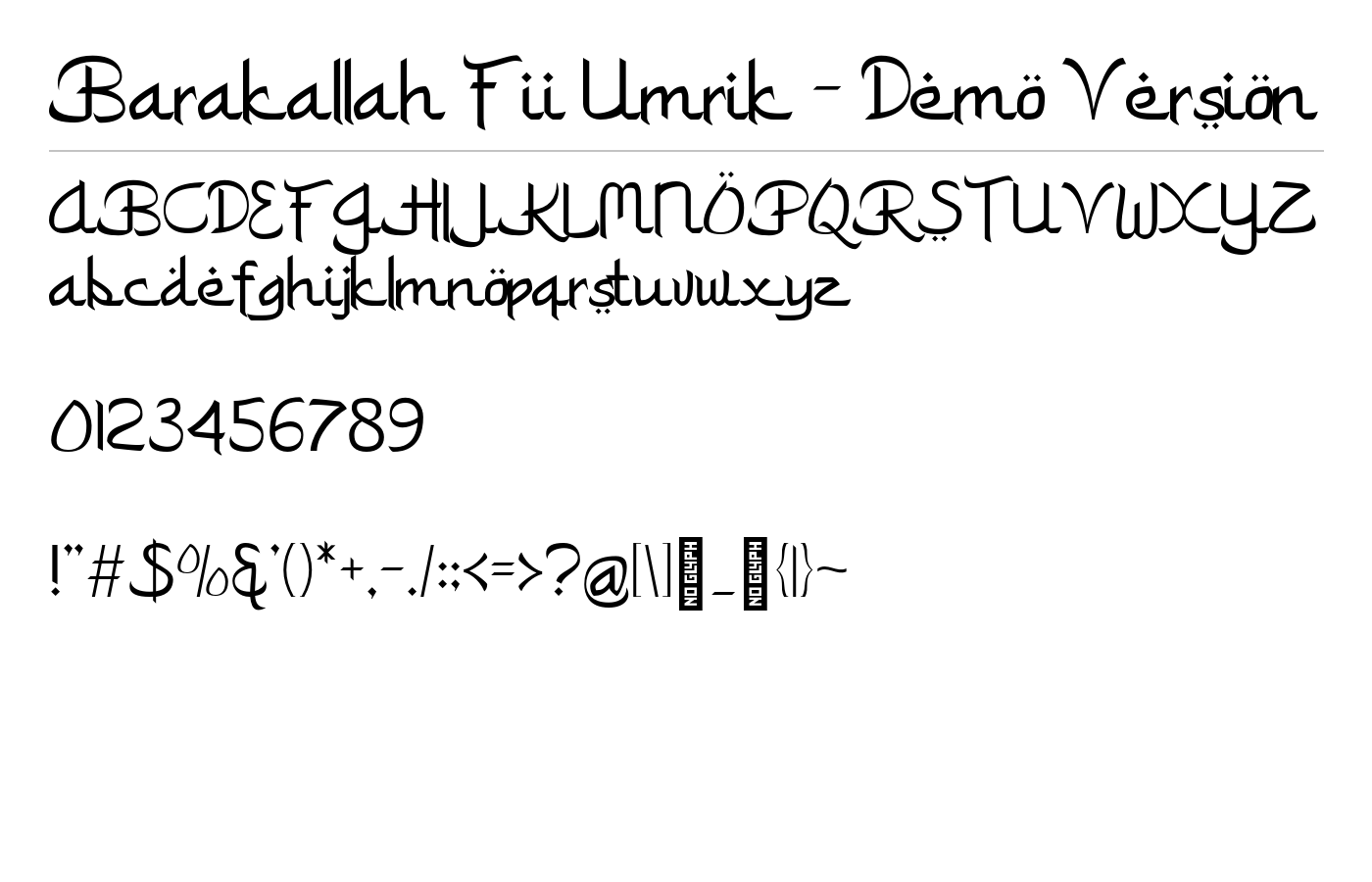 Barakallah Fii Umrik - Demo Version Font preview
